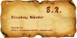 Bicskey Nándor névjegykártya